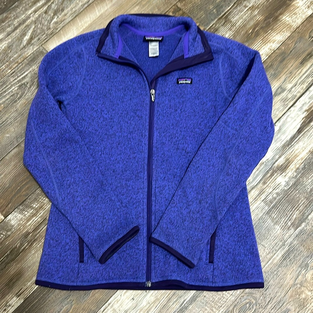 Patagonia womens full zip fleece purple sweater size medium